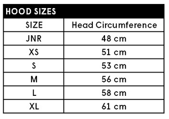 CSKINS HOOD & HAT 24 0 Size Chart